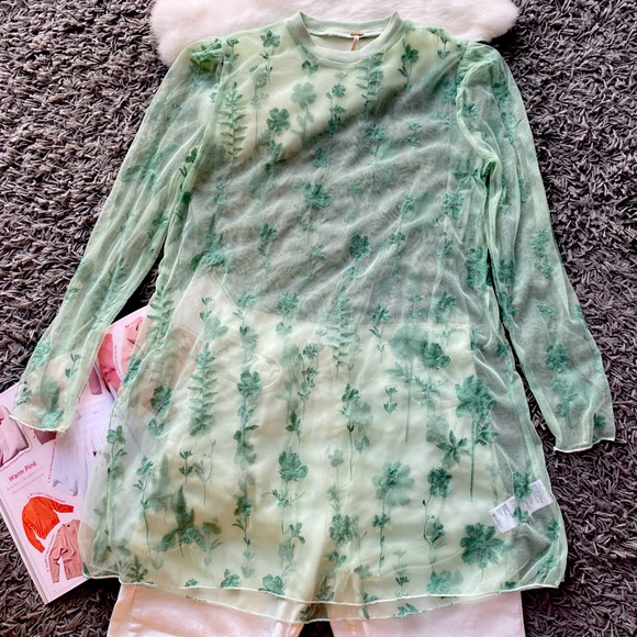 Free People Floral Sheer Tunic Top - Picture 2 of 6